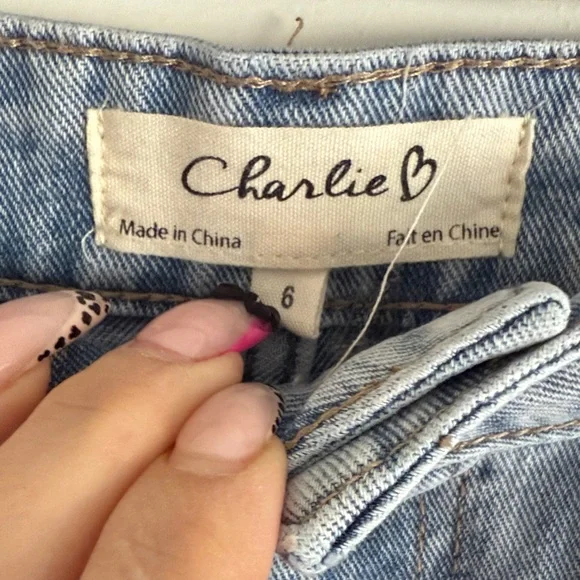 CHARLIE B Light Blue Denim Midi Skirt with Center Slit - Picture 2 of 3